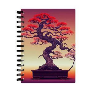 Japanese Flower Spiral Notebook - Plant Notebook - Red Notebook
